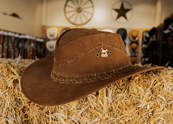 Chapeau de cowboy en cuir véritable marron - Marron - Small Chapeau de cowboy en cuir véritable marron - Marron - Small